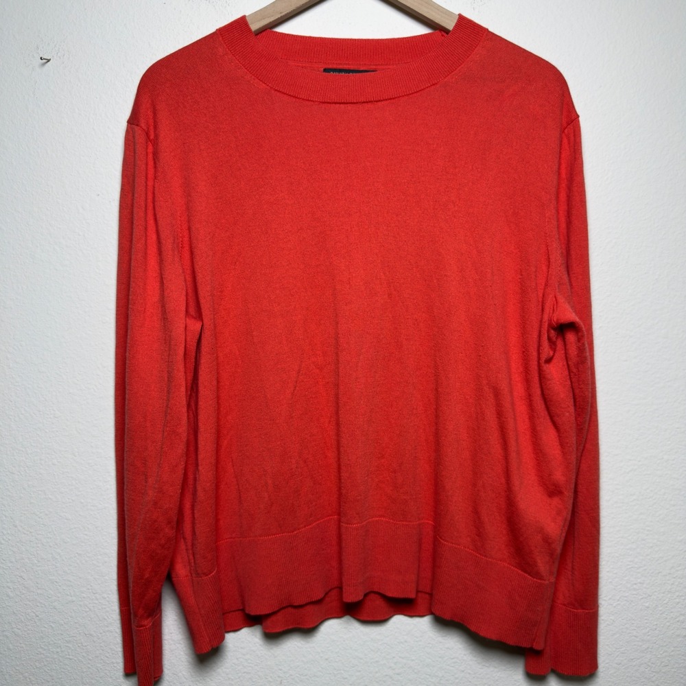 Banana Republic Women Silk Cashmere Sweater XL Red Crewneck Luxury Lightweight